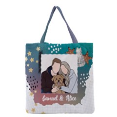 Personalized Photo Illustration Lover Name Tote Bag - Grocery Tote Bag