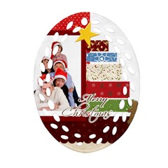 merry christmas - Oval Filigree Ornament (Two Sides)