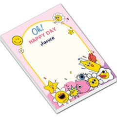 Personalized Oh! Happy Day Cartoon Pattern Any Text name Large Memo Pad - Large Memo Pads
