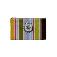 Spring Flower Stripe Small Cosmetic Bag - Cosmetic Bag (Small)