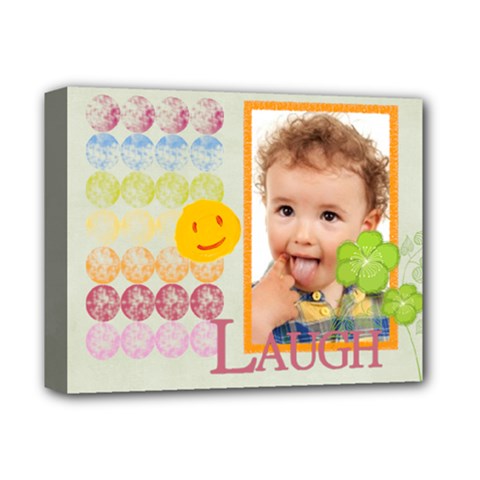 flower , kids, happy, fun, green - Deluxe Canvas 14  x 11  (Stretched)