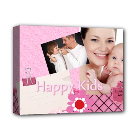 flower , kids, happy, fun, green - Deluxe Canvas 14  x 11  (Stretched)