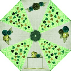 Green Umbrella with clovers and green flowers - Folding Umbrella