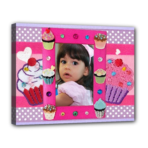 cupcake frame - Canvas 14  x 11  (Stretched)