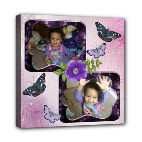 Purple butterfly canvas 8x8 - Mini Canvas 8  x 8  (Stretched)