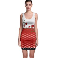 Red rose and polka dot dress - Bodycon Dress