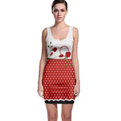 Red rose and polka dot 1 dress - Bodycon Dress