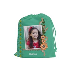 Drawstring Pouch (Large): Flowers1