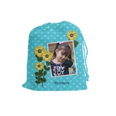 Drawstring Pouch (L): Flowers3 - Drawstring Pouch (Large)