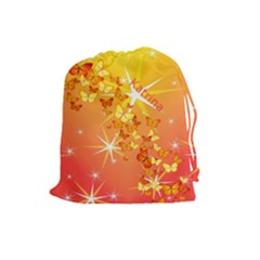 Orange Butterfly Drawstring Pouch (large)