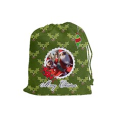 Drawstring Pouch: (L) Merry Christmas2 - Drawstring Pouch (Large)