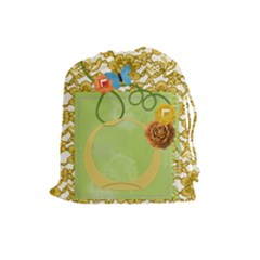 Lace and Butterfly Drawstring Pouch L - Drawstring Pouch (Large)