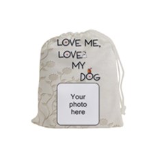 Love My Dog Large Drawstring Pouch - Drawstring Pouch (Large)