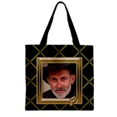 Black and Gold Zipper grocery Tote Bag