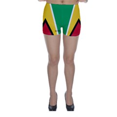 guyana flag shorts 2 - Skinny Shorts