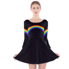 Rainbow in the Dark - Velveteen Skater Dress - Long Sleeve Velvet Skater Dress