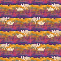 Sand Foxes In The Desert At Night Alternated Sahara Fennec By Paysmage Fabric by PAYSMAGE