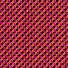 Optical Illusion Pink Orange Grid By Paysmage Fabric