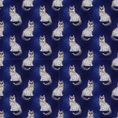 Cat Starry Night By Paysmage Fabric by PAYSMAGE