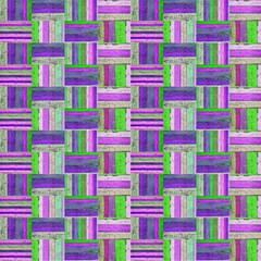 Old Wood Rectangle Tiles Parquetry Purple Lime By Paysmage Fabric by PAYSMAGE
