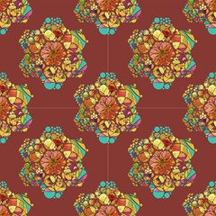 Hexagons Mandala Flower Chestnut Chocolate By Paysmage Fabric by PAYSMAGE