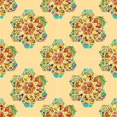 Hexagons Mandala Flower Yellow By Paysmage Fabric by PAYSMAGE