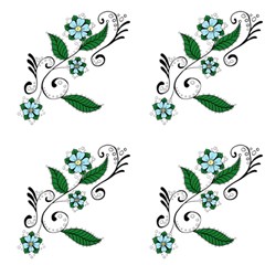 Blue Henna Vine Flowers Fabric