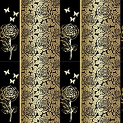 Gold roses and butterflies - Fabric