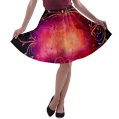 Pink Colored Swirl Skirt - A-line Skater Skirt