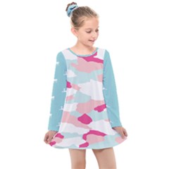 Camo Seaberry & Deer mint- toddler long sleeve dress - Kids  Long Sleeve Dress
