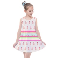 girls summer sleeveless dress-pineapple stripes pink creamsicle  - Kids  Summer Dress