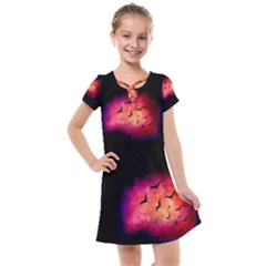 Pink Colored Bird Dress - Kids  Cross Web Dress