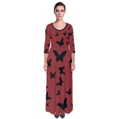 Burgandy Butterfly dress - Quarter Sleeve Maxi Dress