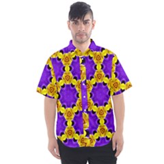 Royal Violet Purple with Gold Pattern 13 - Men s Short Sleeve Shirt