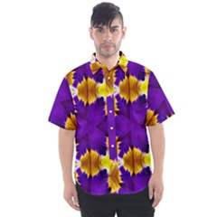 Royal Violet Purple with Gold Pattern 3 - Men s Short Sleeve Shirt