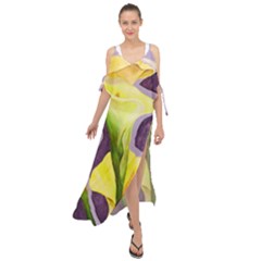 cover-up dress where two or more are gathered - Maxi Chiffon Cover Up Dress