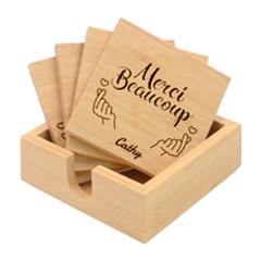 Personalized Hand Love Thank You Name - Bamboo Coaster Set