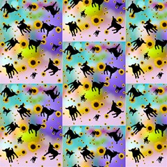 Goat Sunflower Nebula Fabric by tripletroublekids