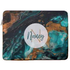 Personalized Marble Name Laptop Sleeve Case with Pocket - 17  Vertical Laptop Sleeve Case With Pocket