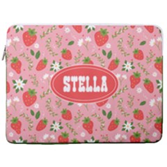 Personalized Strawberries Name Laptop Sleeve Case with Pocket - 17  Vertical Laptop Sleeve Case With Pocket