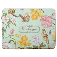 Personalized Floral Name Laptop Sleeve Case with Pocket (4 styles) - 17  Vertical Laptop Sleeve Case With Pocket
