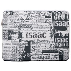 Personalized Newspaper Name Laptop Sleeve Case with Pocket - 17  Vertical Laptop Sleeve Case With Pocket