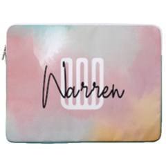 Personalized Watercolor Initial Name Laptop Sleeve Case with Pocket (4 styles) - 17  Vertical Laptop Sleeve Case With Pocket