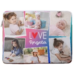 Personalized Photo Love Name Laptop Sleeve Case with Pocket - 17  Vertical Laptop Sleeve Case With Pocket
