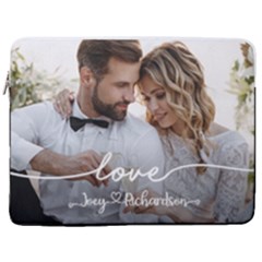 Personalized Photo Love Names Laptop Sleeve Case with Pocket - 17  Vertical Laptop Sleeve Case With Pocket