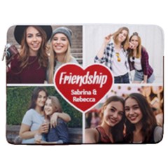 Personalized 7 Photo Friendship Name Any Text Laptop Sleeve Case with Pocket - 17  Vertical Laptop Sleeve Case With Pocket