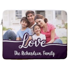 Personalized Photo Love Family Name Any Text Laptop Sleeve Case with Pocket (4 styles) - 17  Vertical Laptop Sleeve Case With Pocket
