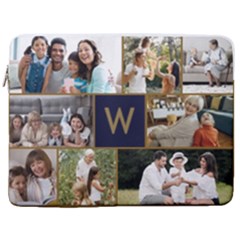 Personalized 8 Photo Initial Laptop Sleeve Case with Pocket - 17  Vertical Laptop Sleeve Case With Pocket
