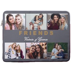 Personalized 6 Photo Friend Name Laptop Sleeve Case with Pocket - 17  Vertical Laptop Sleeve Case With Pocket