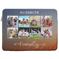 Personalized Photo Family Name Any Text Laptop Sleeve Case with Pocket - 17  Vertical Laptop Sleeve Case With Pocket